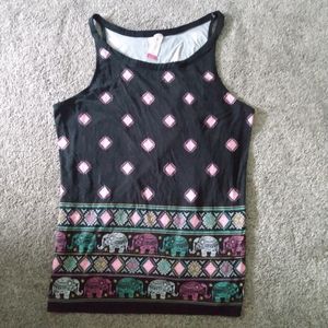 No Boundaries black tank top with elephant design.